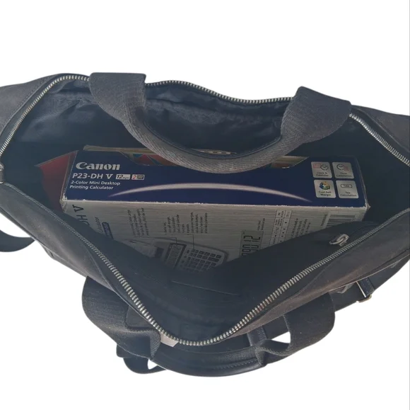 Coach Canvas & Leather Crossbody Laptop Bag Black - Picture 6 of 8